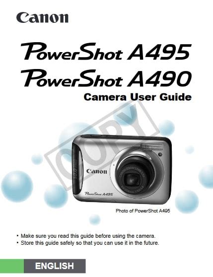 Canon Powershot A495 Camera User Manual