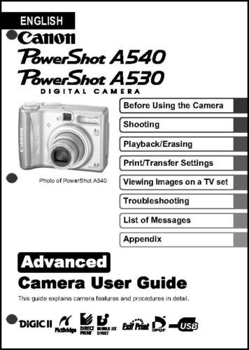 Canon Powershot A530 Digital Camera Manual