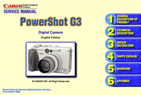 Canon Powershot G3 Digital Camera Service Repair Manual