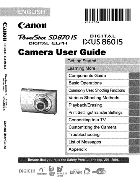 Canon Powershot Sd600 Digital Elph User Manual
