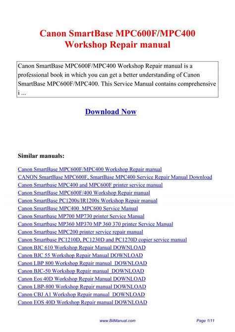 Canon Smartbase Mpc600f Smartbase Mpc400 Service Repair Manual Download