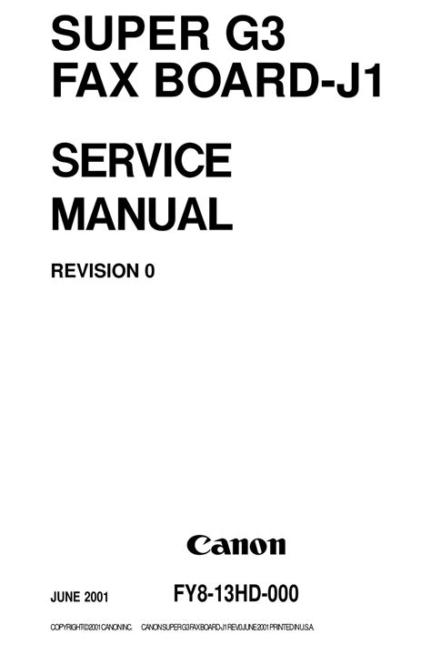 Canon Super G3 Fax Board Ab1 Service Manual