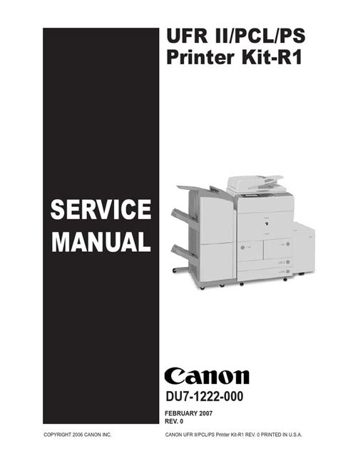Canon Ufr Ii Pcl Ps Printer Kit R1 Service Repair Manual