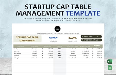 Cap Table Template For Startup
