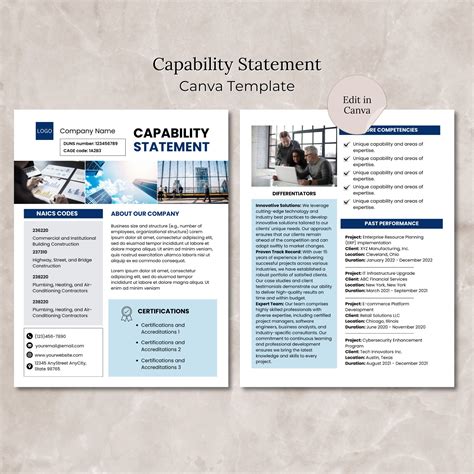 Capability Statement Template Canva