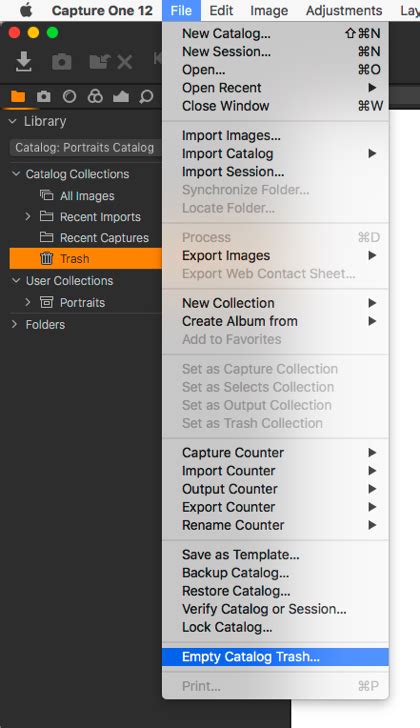 Capture One 12 Empty Catalog Trash