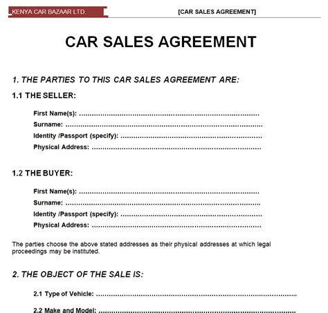 Car Contract Template