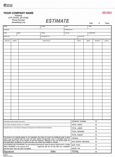 Car Estimate Template