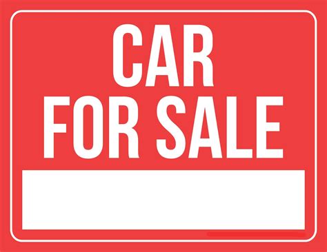 Car For Sale Printable Sign