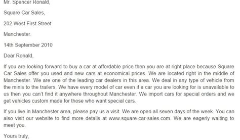 Car Sales Email Template