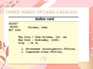 Card Catalog Example For Grade 5