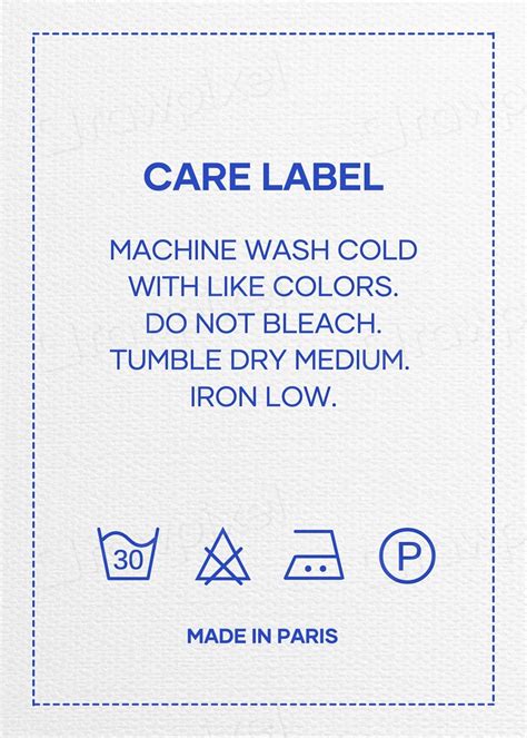 Care Label Template