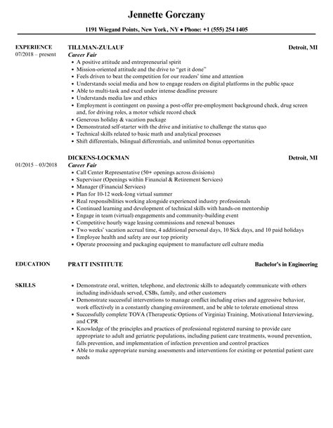 Career Fair Resume