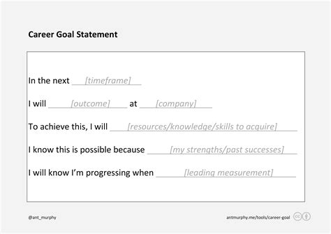 Career Goal Statement Template