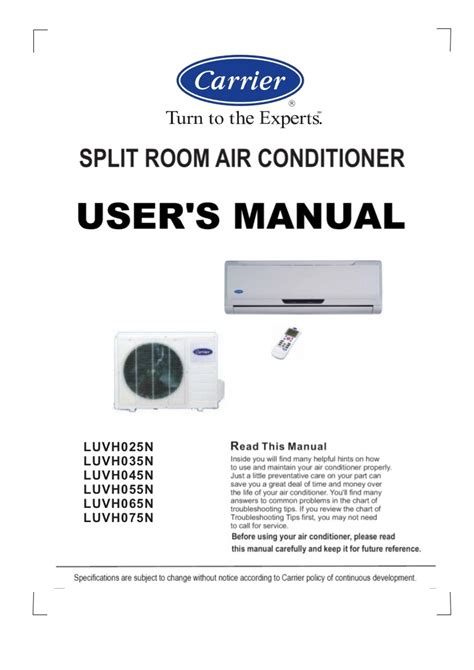 Carrier Window Air Conditioner Remote Control Manual