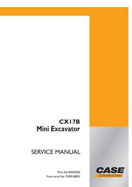 Case Cx17b Compact Excavator Service Repair Manual