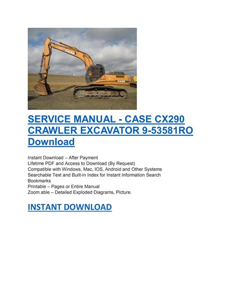 Case Cx290 Crawler Excavators Service Repair Manual Download