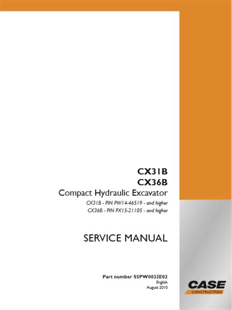 Case Cx31b Cx36b Mini Excavator Service Repair Manual Set