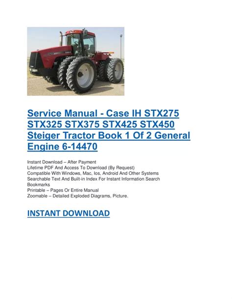 Case Ih Stx275 Stx325 Stx375 Stx425 Stx450 Tractor Service Shop Repair Manual