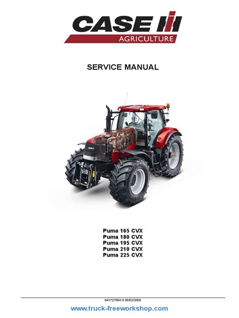 Case Puma 165 180 195 210 225 Cvx Repair Service Manual Download