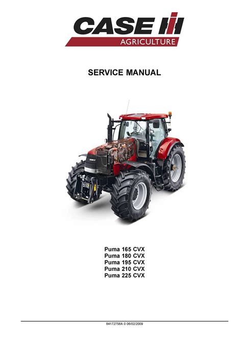 Case Puma 165 180 195 210 225 Cvx Tractors Repair Workshop Service Manual Download