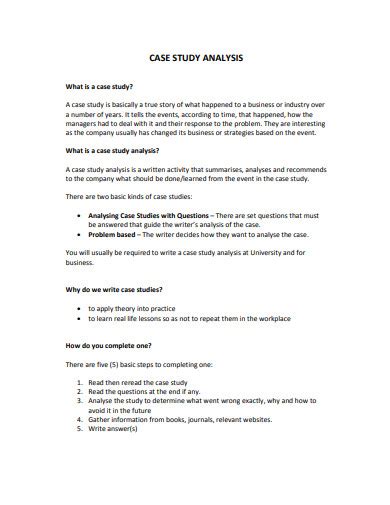 Case Study Analysis Template