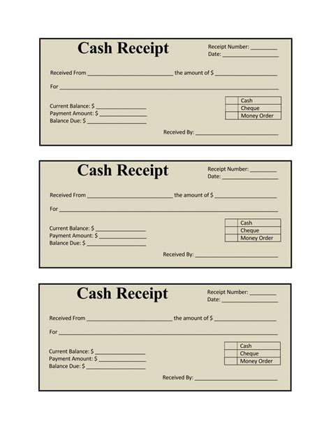 Cash Receipt Printable