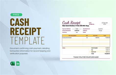 Cash Receipt Template Excel