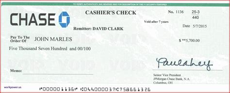 Cashiers Check Template
