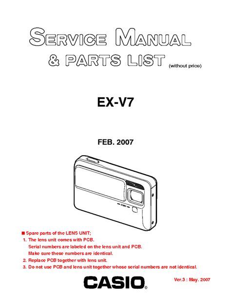 Casio Exilim V7 Service Repair Manual