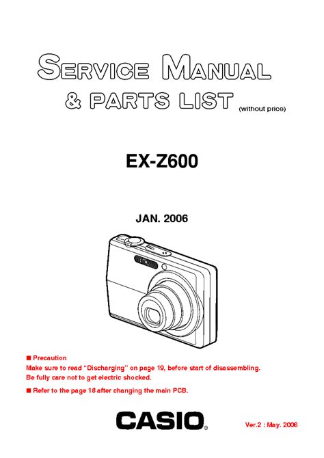 Casio Exilim Z600 Service Repair Manual