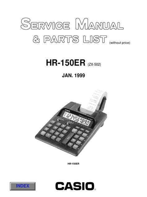 Casio Hr 150er Calculator With Printer Service Manual Plus Parts List