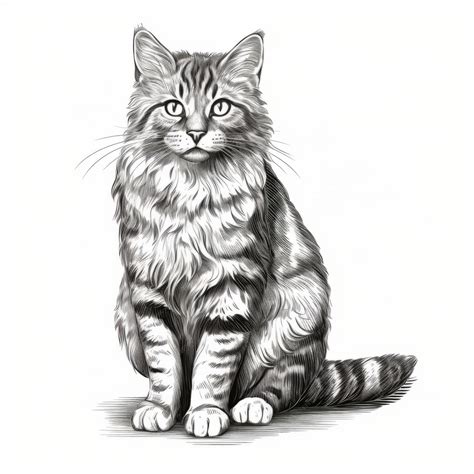 Cat Drawing Sitting