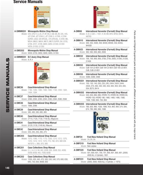 Catalog Ag Supply Shop Service Manuals