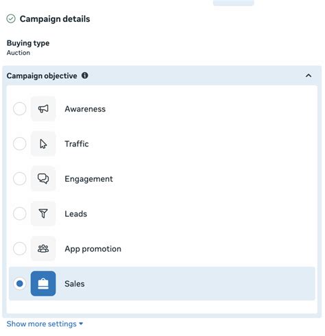 Catalogue Sales Objective Facebook