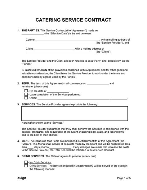 Catering Contract Agreement Template