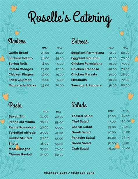Catering Menu Templates