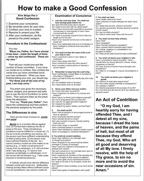 Catholic Confession Template