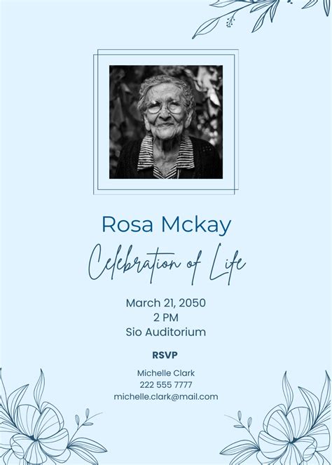 Celebration Of Life Invitation Template Free