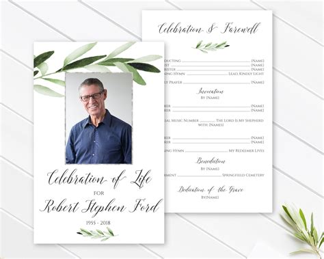Celebration Of Life Program Template Free