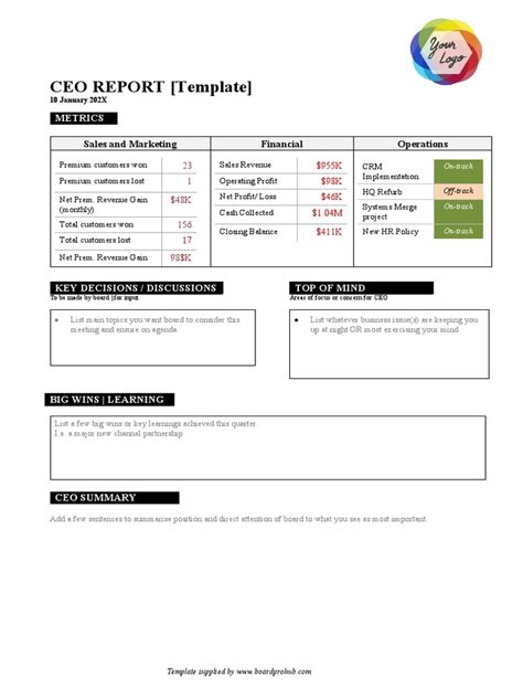 Ceo Report Template