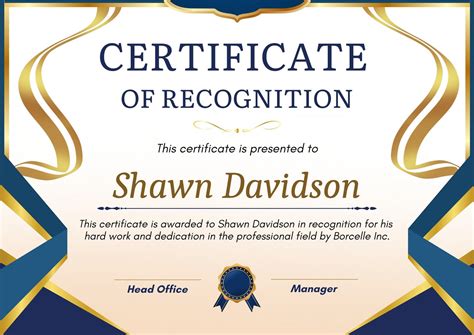 Certificate Of Recognition Templates