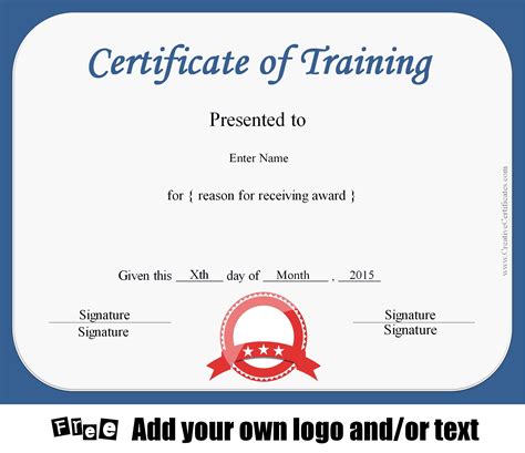 Certificate Of Training Template