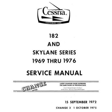 Cessna 182 Service Repair Manual 1969 76 Cessna 182 Skylane Service Book