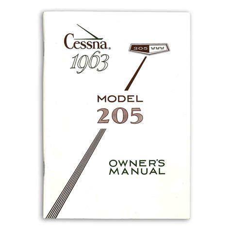 Cessna 205 Aircraft Owners Manual 1963