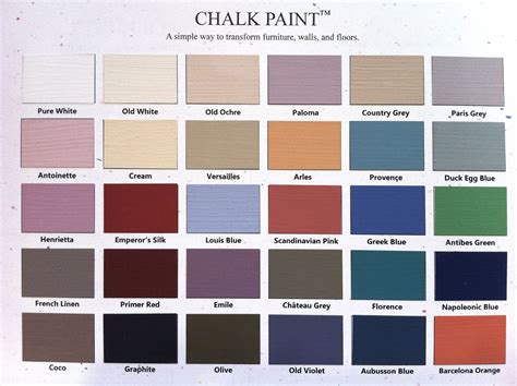 Chalk Paint Color Chart