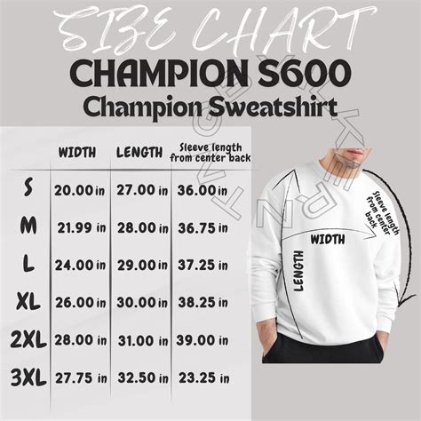 Champion Size Chart Sweatshirt