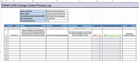 Change Control Document Template