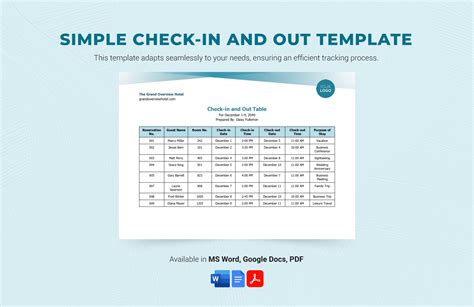 Check In And Check Out Template