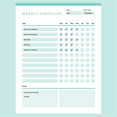 Checklist Editable Template